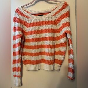 Woman’s Abercrombie & fitch Striped Orange and White Women's Sweater s